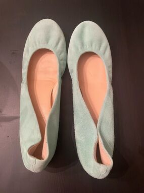 J. Crew Mint Green Suede Ballet Flats